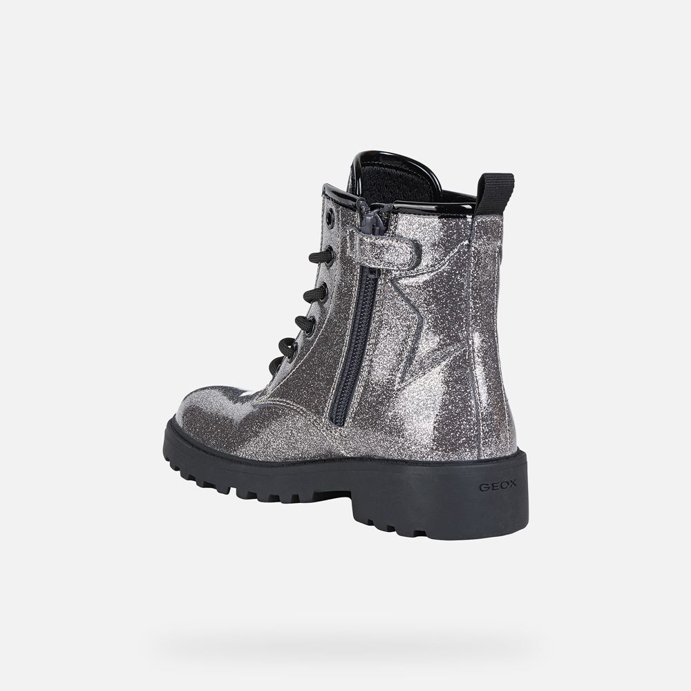 Botas Geox Menina Prateadas Escuro - Casey - YXQOA3826